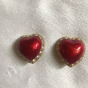 Victoria’s Secret rare vintage clip on red heart earrings